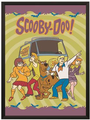 Scooby Doo Velma Shaggy Cartoon Wall Poster With Frame A4 Size Photographic Paper