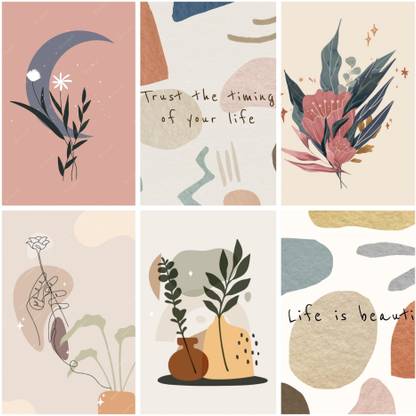 Boho Aesthetic wall decor poster || A4 size 8×12 inches || Pack of 6 Photographic Paper