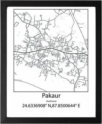 Pakaur,Jharkhand,India UNFRAMED Minimalist Map Line Art Print Poster Wall Office Home Hometown Housewarming Decor Enhanced Paper Poster Paper Print