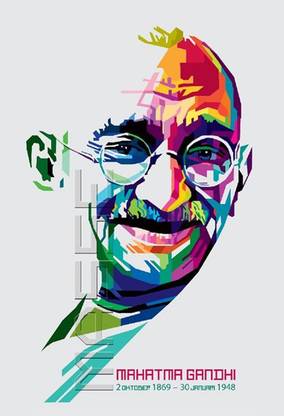 Poster Mahatma Gandhi Digitalart sl-14559 (LARGE Poster, 36x24 Inches, Banner Media, Multicolor) Fine Art Print