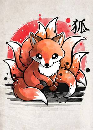 Nine Tailed Fox Poster for Home Decoration With Adhesive Tape Paper Print