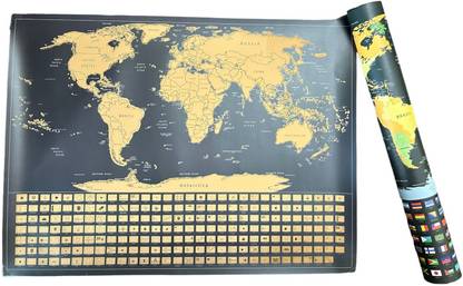 Country Flag Map, World Country Map, Scratch Off Map, Map for Travelling, Wallpaper Poster Map with Photographic Paper