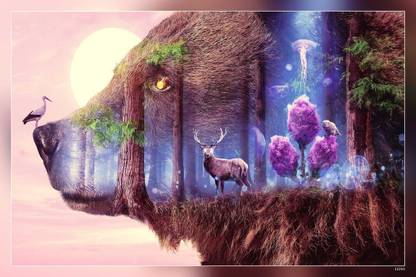 Abstract Grizzly Bear Deer Forest Matte Finish Poster Paper Print