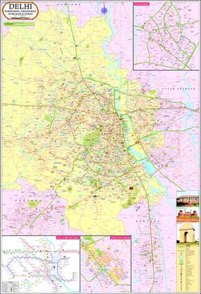 Delhi Map Paper Print
