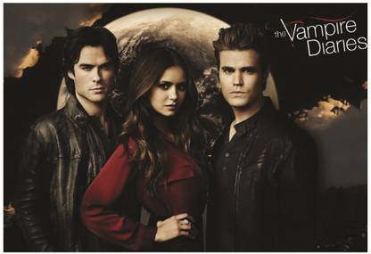 The Vampire Diaries TV Series Elena Stefan Damon Wall Poster A4 Size Photographic Paper