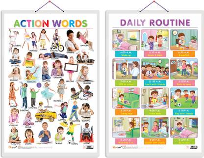 Set of 2 Action Words and DAILY ROUTINE Early Learning Educational ...