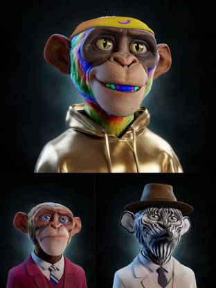 Set of 3 combo || Apes Planet ||NFT Poster||crypto NFT poster ||apes Nft Poster (12X18) Inch Rolled 3D Poster