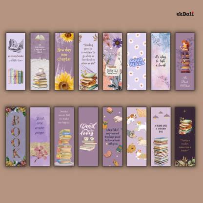 Purple Bookmarks Set of 16 – Vintage 2x6" Bookmarks for Bookworms – Thick 350 GSM Paper, Cute & Durable for Reading Enthusiasts Paper Print