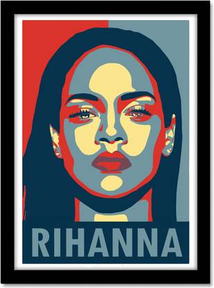 Rihanna Framed Poster For Room & Office Multicolor Paper Print
