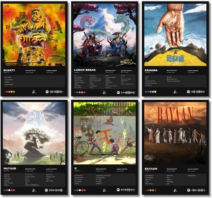 Seedhe Maut A4 Posters (Set of 6) | Desi Hip Hop Seedhe Maut A4 Posters for Wall, Room, Hostel | Spotify Scan, Glue Dots Included Paper Print