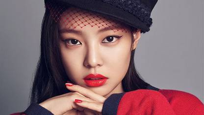 blackpink jennie blackpink kim jennie k pop red lipstick wallpaper Paper Print