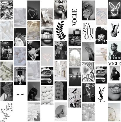 Black & White Aesthetic Wall Collage Kit for Room Decor | Set of 30 Aesthetic Posters | 300 GSM Water Resistant Paper | Size 4x6 Inch | Unframed | Comes With Double Sided Tape. Photographic Paper