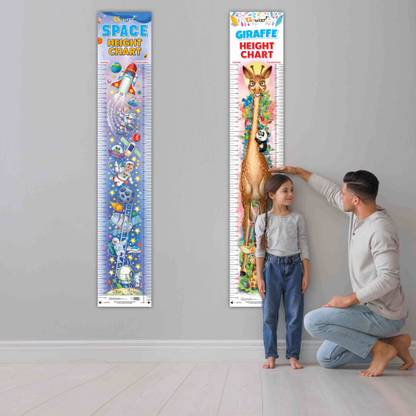 GIRAFFE HEIGHT CHART and SPACE HEIGHT CHART | Combo of 2 chart |"Reach for the Stars and Measure Up with Giraffes: Height chart for Kids. Paper Print