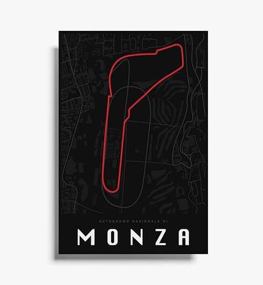 Monza Race Circuit F1 Poster (Dark) | Formula 1 Track Poster for Walls | A3 - Glossy Finish - Unframed Photographic Paper