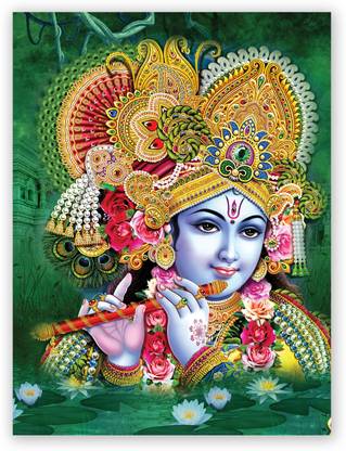 Beautiful Hindu God Krishna Digital Poster With Uv Textured Size 24 X 18 Inches Fine Art Print