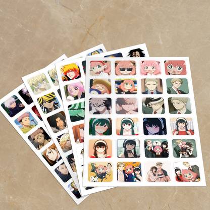 Anime Cute Small Round Corner Stickers ( Set of 4 Sheets ) Paper Print