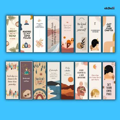 Readers Boho Bookmark Set – 16 Unique Designs – Thick 350 GSM Paper – 2x6 Inches – Minimalist & Long-Lasting Paper Print