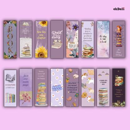 Purple Bookmarks – Set of 16 – 2x6 Inches – Durable 350 GSM Thick Paper – Cute & Minimalist Bookmarks for Bookworms Paper Print