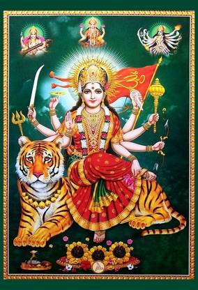 Poster Durga Maa Digital Art (Large Print, 36x24 Inches, Banner Media, Multicolor) Fine Art Print