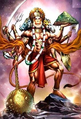 Poster Panchmukhi Hanuman Ji Series 3 Photo (Large Print, 36x24 Inches, Banner Media, Multicolor) Fine Art Print