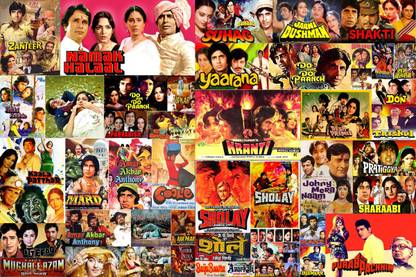 Poster Collage Bollywood Vintage Classic Movie Poster sl-14184 (Wall Poster, 13x19 Inches, Matte Paper, Multicolor) Fine Art Print