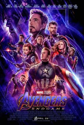 Avengers Endgame Marvel Superhero Team Paper, No Frame Movie Poster- Multicolour, 12x18 inches Paper Print