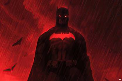 Batman Red Rain Poster 18 x 12 inch 300 GSM Paper Print