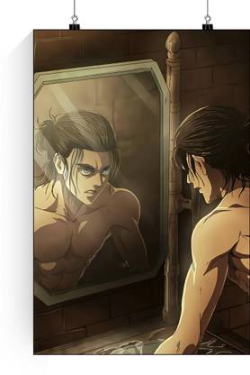 Eren Yeager Mirror Poster | Eren Yeager Mirror Face Attack On Titan Poster | Attack On Titan Eren Yeager Anime Posters | Eren Wall Poster Paper Print