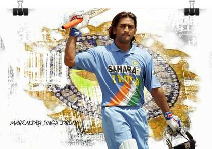 Poster M S Dhoni sl-13281 (Wall Poster, 13x19 Inches, Matte Paper, Multicolor) Fine Art Print