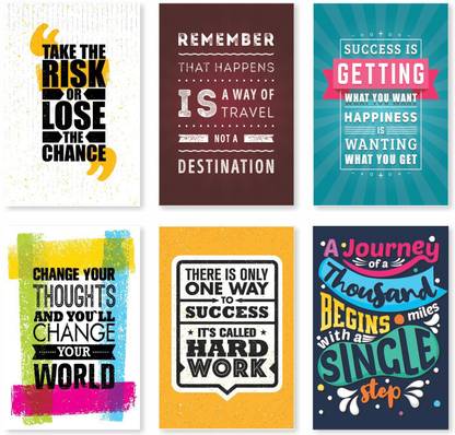 Motivational Poster Quotes Wall Design For Living Room Drawing Room Poster set of 6 Paper Print