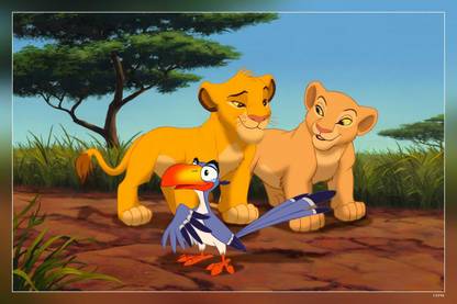 The Lion King Cartoons Parrot Zazu Simba And Nala Ssbhuims Matte Finish Poster Paper Print