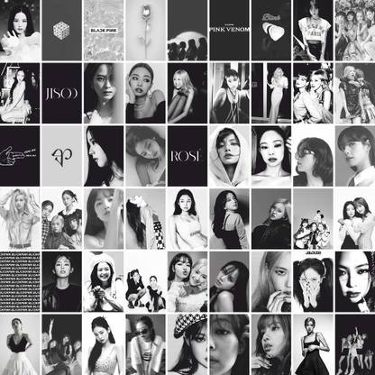 54pcs Black & White BLACKPINK Boho Style Aesthetic Kit Mini Poster for Decor-115 Paper Print
