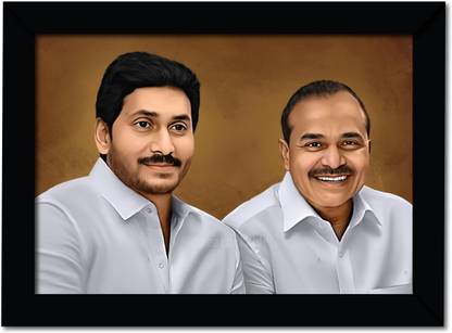 Y. S. Rajasekhara Reddy Jagan Mohan Reddy I YSR Congress I Wall Frame Multicolor A4 Fine Art Print