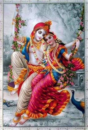 radha krishna beautiful Wallpaper Poster Print Poster on 13x19 Inches Paper Print