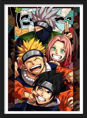 Naruto x Sasuke x Sakura x Kakashi | Naruto Framed posters | Anime Frames Paper Print