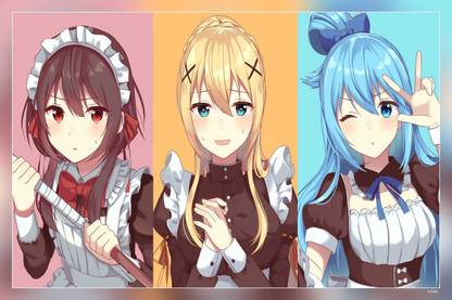 Anime Girls Maid Maid Outfit Kkajsowe Matte Finish Poster Paper Print