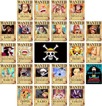 25PCS Anime [OP] Wanted Posters New Bounty Edition, Straw Hat Pirates Crew Nika Luffy 3 Billion, Zoro, Sanji, [OP] Anime Gifts(Retro) Paper Print