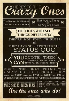 Poster Steve Jobs Here'S To The Crazy Ones sl-13782 (LARGE Poster, 36x24 Inches, Banner Media, Multicolor) Fine Art Print