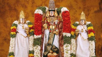 Religious Poster| lord venkateswara sridevi bhudevi| Decorative Poster-High Resolution -300 GSM- Paper Print