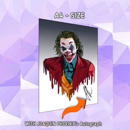 Joker illustrate A4 Unframed Wall Poster With Joaquin Phoenix's Autograph Paper Print