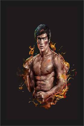 Bruce Lee Motivational Poster with A4 Size Frame F-186 Paper Print