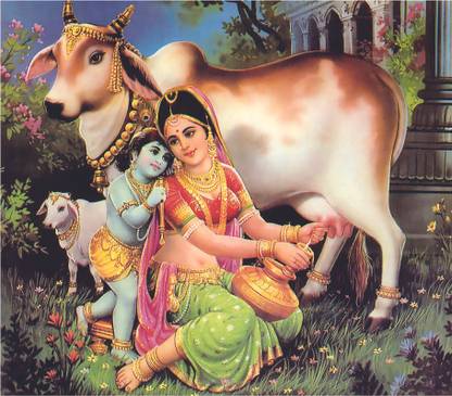 Yashoda maiya and Bal Krishan Ji Poster on 300gsm Photogenic US Imported Paper With Gloss Lamination (Unframed) With Double Side Tape and Covered With Extra Protected Sheet Only By (WK) Photographic Paper