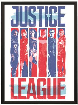 Justice League Art Batman Wonder Women Superman Wall Poster With Frame A4 Size Photographic Paper