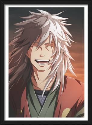 Jiraya Sensei | Legendary sannin | Infinite Tsukuyomi | Naruto Framed Poster with Matt Finish Black Frame Paper Print