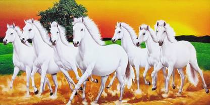 lucky seven horses running at sunrise ll 7 horse vastu poster in vinyl ...