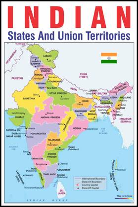 India Map Coulourful Wall Door Poster Wallpaper 12 X 18 Inchs Paper Print