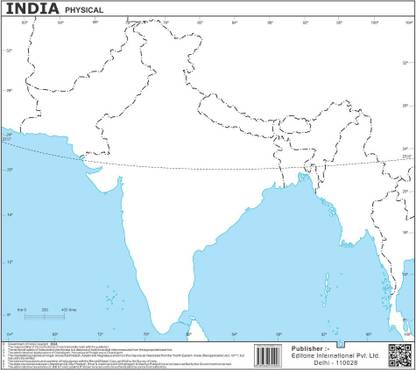 India Physical Map - 100 Practice Maps on 80 GSM Maplithon Paper | Compact 8x7.7 cm | Perfect for Education & UPSC Preparation Paper Print