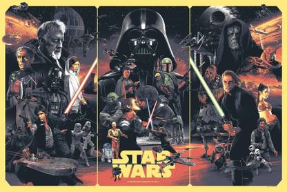Poster Movie Poster Star Wars Leia Organa Darth Vader Luke Skywalker Han sl12126 (Large Poster, 36x24 Inches, Banner Media, Multicolor) Fine Art Print