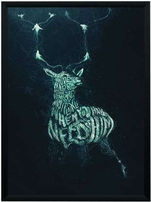 Harry Potter Expecto Patronum Stag Wall Poster With Frame A3 Size Photographic Paper