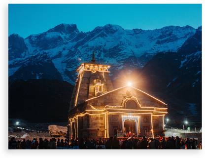 Hindu Religious Kedarnath Temple Digital Photo Poster With Uv Textured 062 Fine Art Print
